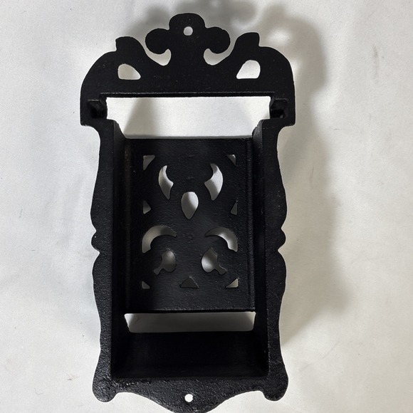 Vintage Cast Iron Match Stick Holder Striker DM H-2 Wall Mount Ornate 7" - Picture 3 of 8